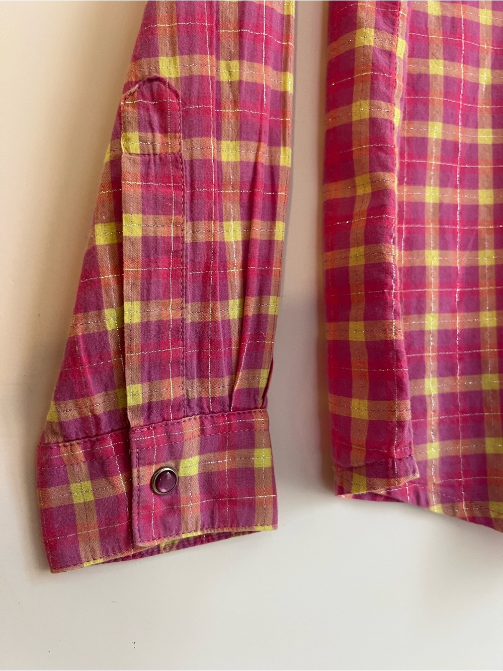 Wrangler Girls Pink, Yellow Plaid Cowgirl Western Shirt Rhinestone
Horses XL/12 - Picture 15 of 15